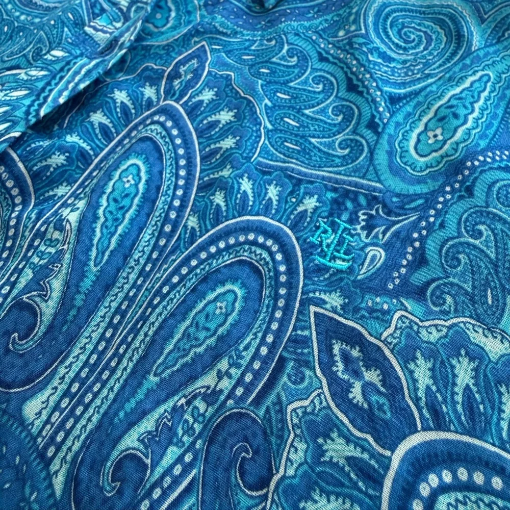 Lauren Ralph Lauren Paisley Button Down Shirt Size L - Picture 11 of 14